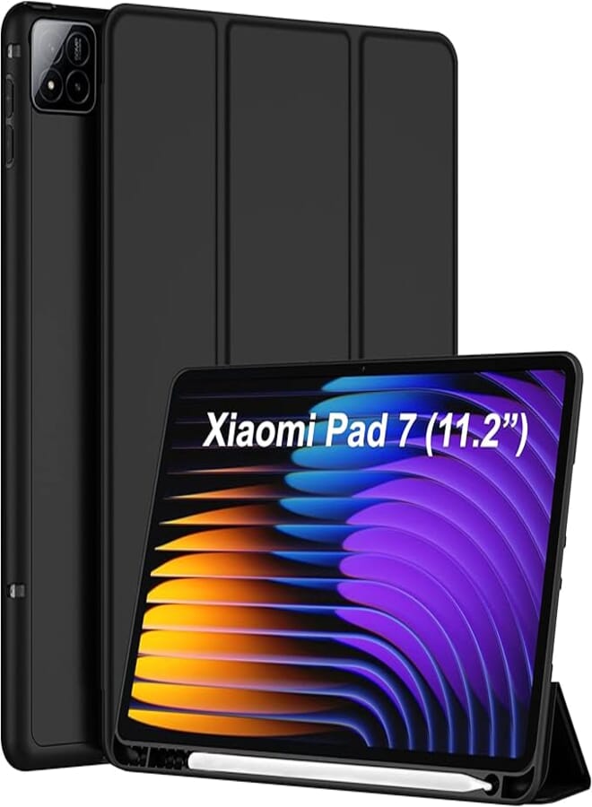 TGK Trifold Cover for Xiaomi Mi Pad 7 11.2 inch Case/Pad 7 Pro with Pencil Holder (Black)